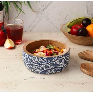 Bol à salade rond en bois d'acacia massif de qualité supérieure, grand modèle, pour servir les fruits et les salades - Product Image 6