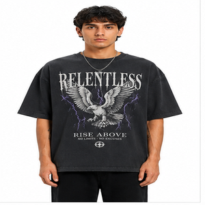 เสื้อยืดโอเวอร์ไซส์สีดำลายกราฟิกสำหรับผู้ชาย สไตล์วินเทจ สตรีทแวร์ ผ้าฝ้าย ทรงหลวม ไหล่ตก ฮิปฮอป แฟชั่นลำลอง - Product Image 1