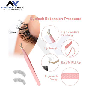 Ensemble de pinces à cils de Volume Premium 2 pièces pointe en fibre Volume à 45 degrés et pince à épiler d'extension de cils d'isolation incurvée couleur personnalisée - Product Image 3