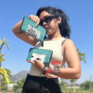 Pochette en cuir en fourrure Turquoise pour femme, nouveau Style occidental - Product Image 1