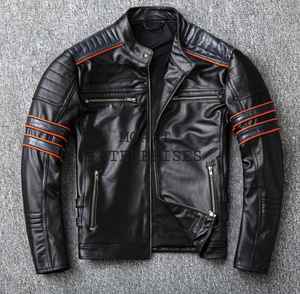 Veste en cuir de vache personnalisable de haute qualité Logo Style vintage Denim tissu teint uni fermeture éclair hiver Service OEM disponible - Product Image 5