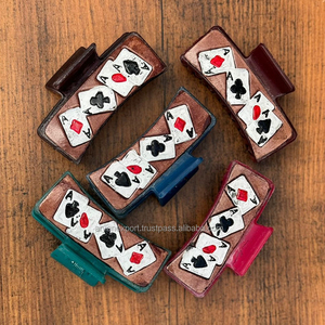 Nueva llegada al por mayor estilo occidental grabado pinzas para el pelo de cuero genuino accesorios para el cabello para mujeres - Product Image 3