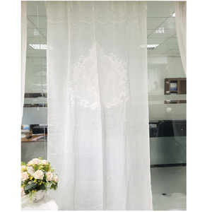 Quang Thanh bordado estilo moderno cortina de tela de lino blanco mejor calidad para el hogar Hotel Resort técnicas tejidas - Product Image 1