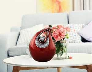 โกศโลหะทรงหยดน้ำตาสีเงินแบบฝังสำหรับขี้เถ้าของมนุษย์สีแดงแบบ210Lbs - Product Image 3