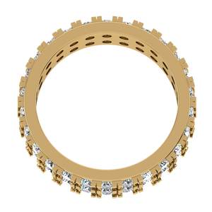 Bague de fiançailles et de mariage en diamant de laboratoire rond double rangée pour femmes, or jaune 10 carats, bague classique, design de bijoux propre pour tous les jours - Product Image 4