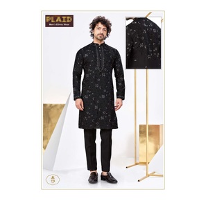 Kurta brodé magnifiquement conçu en tissu de soie doux pour les événements ethniques pour hommes pour hommes - Product Image 1