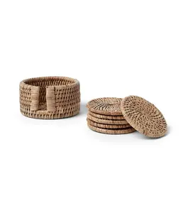 Eye-catching Design Wholesale Handmade Natural Rattan Coaster Set of 6 Coaster for Table <b>Decoration</b> <b>Kitchen</b> <b>Accessories</b> - Product Image 6