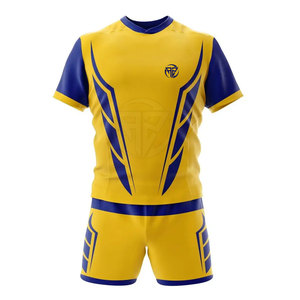 Fabrication en usine, ensembles de maillots de rugby au design unique, logo personnalisé imprimé, séchage rapide, écologique, évacuation de l'humidité - Product Image 2