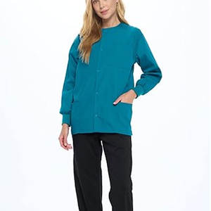 แจ็กเก็ตอุ่นเข้ารูปสำหรับผู้หญิงชุดเครื่องแบบสครับขัดผิวแบบยืดได้สำหรับใช้ในโรงพยาบาลฤดูร้อน - Product Image 3