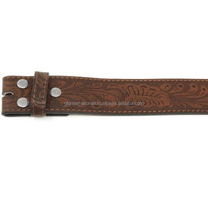 Ceinture à fleurs en cuir véritable fait main Western usiné à la main et peint à la main Nouvelle arrivée Ceinture unisexe en cuir usiné - Product Image 1