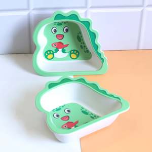 Ensemble de bols en fibre de bambou Dino - Design de dessin animé écologique pour salade et ramen avec couvercle artisanal emballé dans un carton - Product Image 2