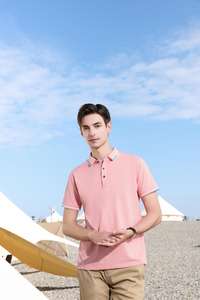 Camiseta de Polo de manga corta personalizada de alta calidad para hombre, venta al por mayor, tela de lona, patrón sólido, manga corta para Polo - Product Image 3