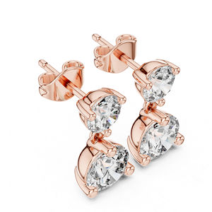 Pendientes de Fiesta para Mujer en Oro Rosa de 14K con Diamantes Redondos Cultivados en Laboratorio, Regalo de Aniversario Nupcial Certificado de Lujo, Elegante - Product Image 2