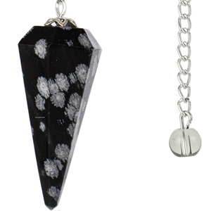 Copo de nieve, Péndulo de cristal de obsidiana, Péndulo de piedras preciosas genuinas para Energía, equilibrio de Chakra y adivinación espiritual - Product Image 1