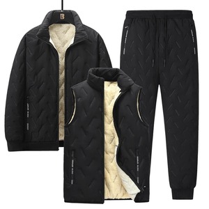 Men's <b>Winter</b> Casual Solid <b>Tracksuit</b> Set Fleece Lined Breathable Eco-Friendly Windproof Sports Sweatsuits - Product Image 5