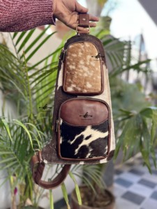 มาใหม่ล่าสุด Western Cowhide ขนผมบนไหล่ซ่อนกระเป๋าถือเดินทางมีสไตล์พกพาสะดวกเข็มขัดเงินหลายใช้ - Product Image 5