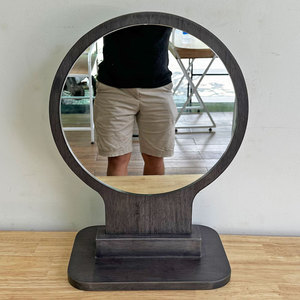 GNG007 Brown Wood Desktop Makeup <b>Mirror</b> 2x Magnification Single-Sided <b>Foldable</b> Cosmetic <b>Mirror</b> with Box Packaging - Product Image 5