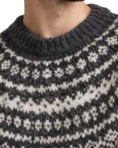 Pull en tricot vintage Fair Isle gris anthracite et blanc à col rond, chaud pour l'hiver, pull pour homme, fournisseur en gros OEM - Product Image 6