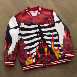 แจ็คเก็ตบอมเบอร์สไตล์ไฮสตรีทสำหรับผู้ชาย  โลโก้ด้านหน้า กันน้ำ กันลม  แบบซับลิเมชั่น  สำหรับฤดูหนาว - Product Image 1