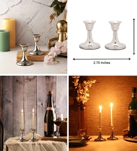 Ensemble de 2 bougeoirs coniques en nickel poli, objets décoratifs en aluminium, support à bougie en métal pour bougeoir, décoration de fête à domicile - Product Image 6