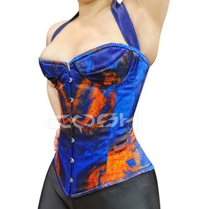Corset sexy à col halter, imprimé marbré, sublimé, à armatures en acier, bustier, bonnet arrondi, avec fermeture à l'avant - Product Image 1
