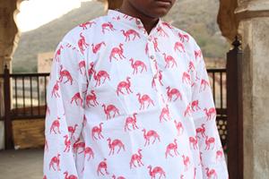 Sanganeri-Camisa Formal de Algodón para Hombre, Camisa de Manga Completa, Tejido Digital, Transpirable, Natural, Ideal para Bodas y Fiestas - Product Image 6