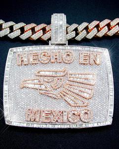 Colgante de águila de lujo con incrustaciones de diamantes, hecho en México, en plata de ley con acabado en oro rosa, diamantes de moissanita de 12 quilates, joyería hip hop - Product Image 6