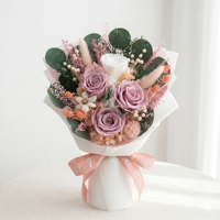 Handgefertigter Konservierter Blumenstrauß Echte Konservierte Blumen Getrocknete Rosen Valentinstag-Geschenk für Heim-Tischdekoration Blumengeschenk