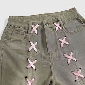 กางเกงยีนส์ขายาวลำลองสีทึบกางเกงยีนส์ของผู้หญิงกางเกงยีนส์ขายาวฉลากส่วนตัว - Product Image 5