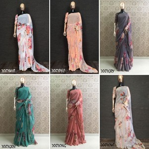 Vêtements de mariage pour femmes indiennes Travail imprimé numérique avec Saree en soie de coton et chemisier Couleur dorée Vêtement ethnique au meilleur prix - Product Image 2