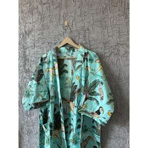 Kimono de algodón indio de verano, bata japonesa con estampado de animales, bata de baño para dama de honor y regalo para bodas y eventos - Product Image 2