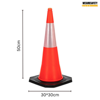Cône de signalisation routière Wesure Safety 50 cm en PE, orange et noir, réfléchissant, pour travaux routiers