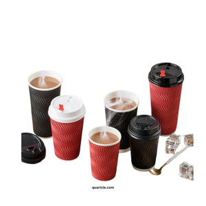 Tasses à ondulation jetables élégantes modernes de l'Ouest 100% vaisselle en papier pour boissons chaudes/froides tailles 4oz/6oz/9oz/12oz/16oz fêtes - Product Image 3