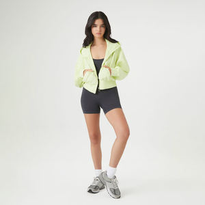 Femmes à manches longues haut court fermeture éclair à capuche en gros décontracté vêtements de rue surdimensionné sweat à capuche de gymnastique pour l'hiver pour les femmes - Product Image 5