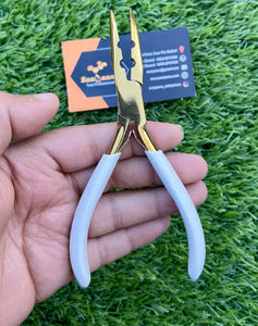 Pince d'extension de cheveux en acier inoxydable durable avec logo personnalisé en gros Outils d'extension de cheveux de haute qualité à deux trous avec aiguille et nez - Product Image 1