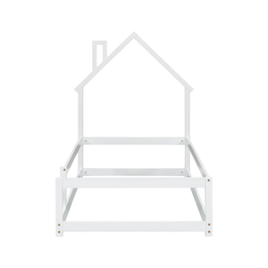 Cama de madera de tamaño doble moderna, cabecero en forma de casa, vallas de cama de suelo de menta natural para almacén de apartamentos de hotel, proveedor OEM - Product Image 4