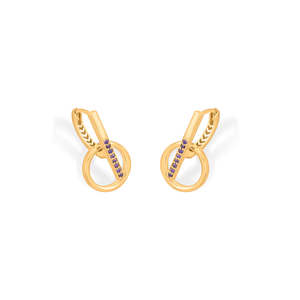 ต่างหูห่วงประดับมุกและเพชรโรสโกลด์ ชุบโรเดียม ทอง 18K สไตล์วินเทจ - Product Image 4