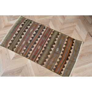 Turkish Vintage Rug, 1.8x3.3 ft Small Rug, <b>Brown</b> Gray Persian <b>Wool</b> Rug - Product Image 5