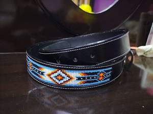 Best Quality Custom Made Genuine Western Leather Beaded Belt With <b>Stud</b> Design Manufacturer Exporter Beaded Belt <b>Man</b> and Woman - Product Image 5