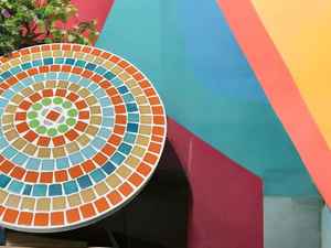 Table d'appoint en mosaïque éblouissante: Art irisé-Table basse bleue-Table d'appoint-Décor de salon-Cadeau - Product Image 5