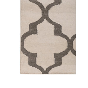 Tapis en laine tissé plat Indusbar Dwrm-168 gris et noir à rayures patchwork, tapis rectangulaire pour la maison, salon - Product Image 4