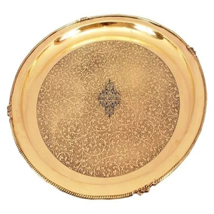 จานทองเหลืองส่องแสงลายดอกไม้สวยงามเครื่องใช้บนโต๊ะอาหารทำจากโลหะทองเหลือง - Product Image 4