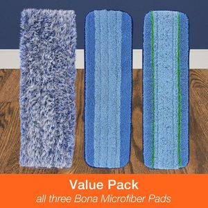 Lot de 3 tampons en microfibre Bona, comprenant un tampon pour dépoussiérer, un tampon pour nettoyer et un tampon pour un nettoyage en profondeur - Product Image 6