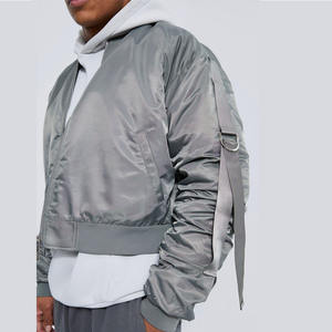 แจ็กเก็ตบอมเบอร์ผ้าไหมซาตินแฟชั่นสำหรับผู้ชายแจ็คเก็ตกลางแจ้งแบบลำลองพร้อมสายรัดไนลอน - Product Image 5