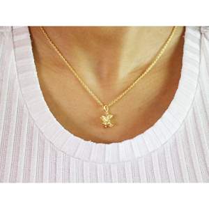 Libélula encanto 18K oro amarillo amante de los animales fino colgante collar - Product Image 1