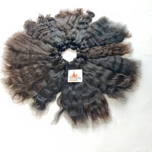 Venta al por mayor de extensiones de cabello humano virgen indio doble trama de onda profunda cutícula alineada máquina procesada paquetes de templo - Product Image 3