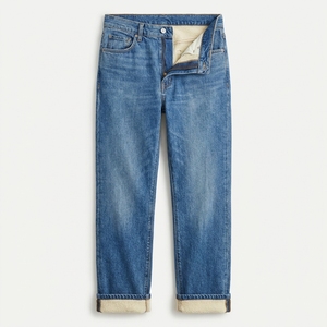 Jeans de Mezclilla Stonewashed para Hombre, Corte Recto, Peso Medio, Pantalones Casuales con Dobladillo Acanalado para Uso Diario - Product Image 2