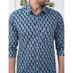 Chemise décontractée pour homme en coton imprimé à manches longues, respirante, en popeline et tissu Oxford, motifs floraux et à pois, design ODM tendance - Product Image 2
