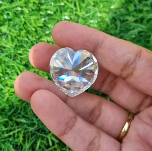 เพชรโมอิสรูปหัวใจสีขาว VVS พลอยเหลี่ยมเพชรพลอยใสขนาด20มม. สำหรับทำเครื่องประดับจี้และแหวนฮิปฮอป - Product Image 4