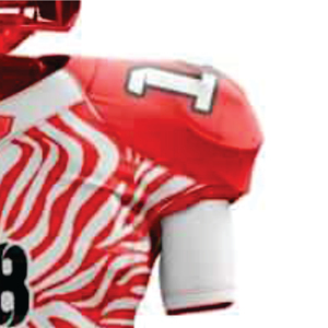 Uniforme de football américain rouge blanc de haute qualité pour hommes pantalon en jersey d'équipe personnalisé matériel respirant sergé court devant - Product Image 6